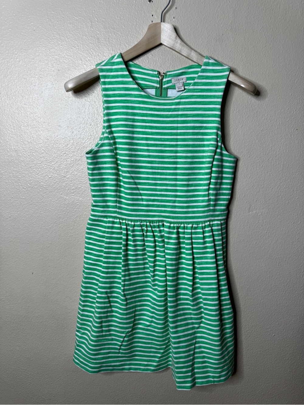 J.Crew Factory Womens Small Green White Striped Sleeveless Fit Flare Dress